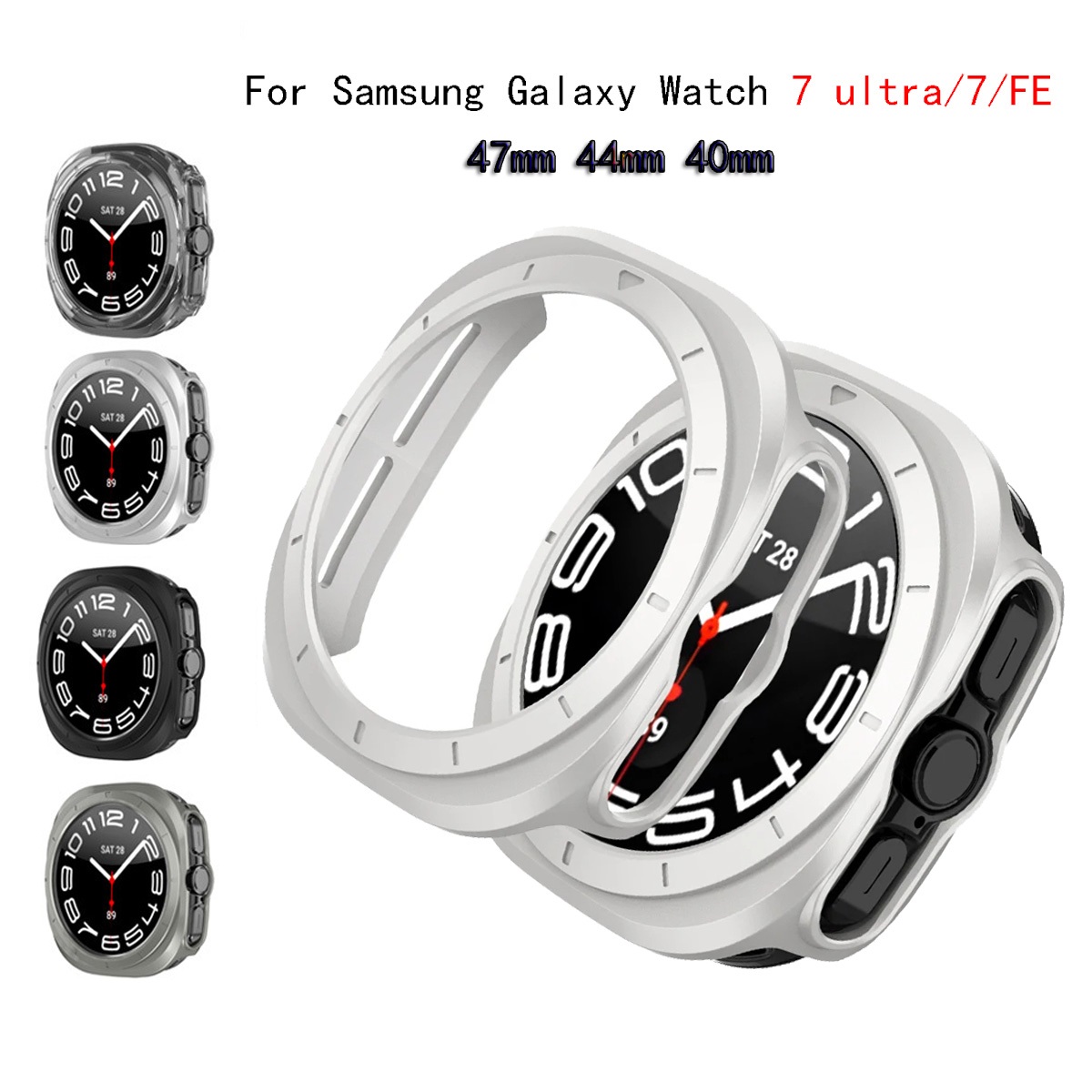 Samsung Smartwatch Accessories - サムスンギャラクシーウォッチ用の中空PCケース,保護フレーム,ハードバンパー,アクセサリーカバー,ウルトラ,40mm, 44mm, 47mm