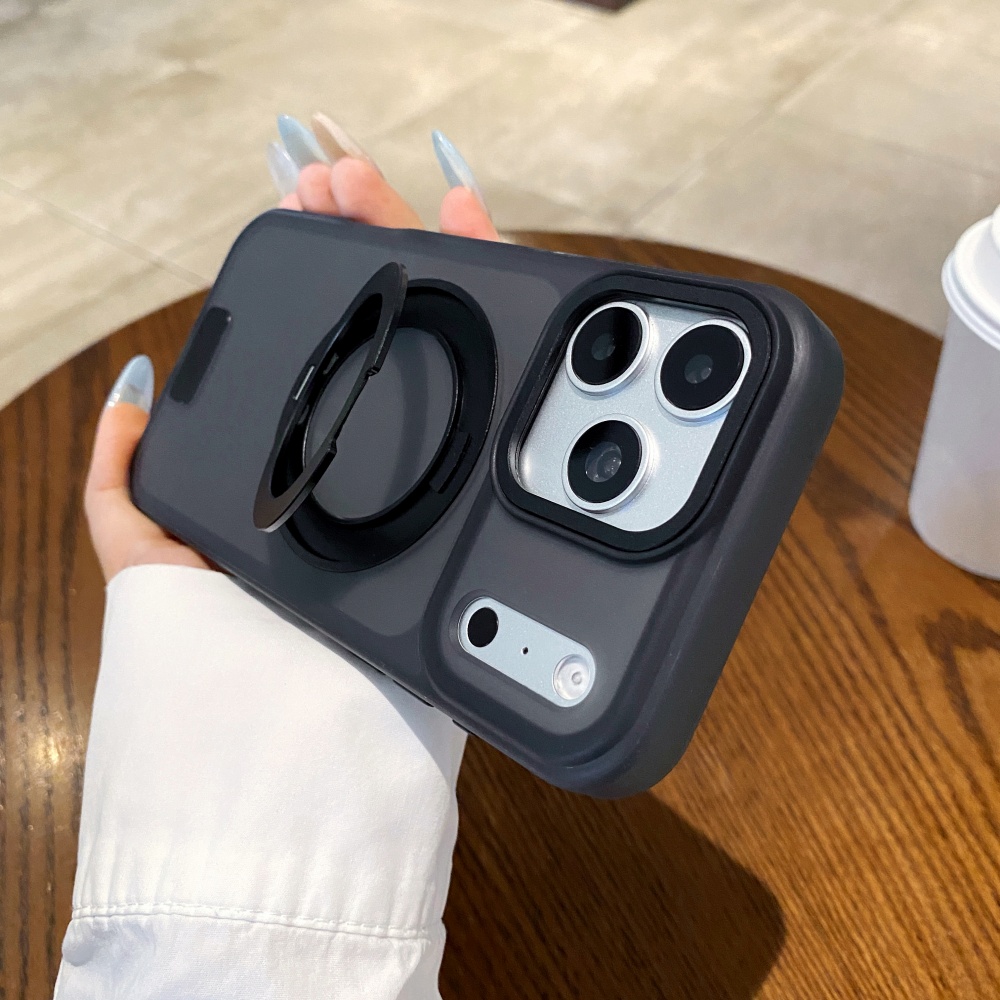 Magnetic Charging Stand - 360度マグネットスタンド付きスマホケース、つや消しマット仕上げ、大型カメラウィンドウ、耐衝撃、ワイヤレス充電対応カバー、iPhone 17、18 Pro Max、18用